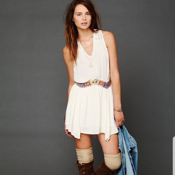 Free People Dresses & Skirts - Free People Embroidered Sun Dress in Cream Sz S